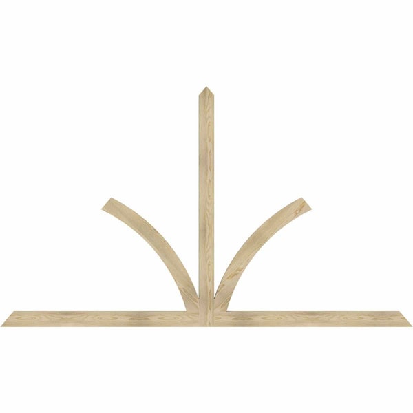 Ekena Millwork Richland Rough Sawn Timber Gable Bracket, Douglas Fir, 108"W x 63"H x 2"D x 4"F, 14/12 Pitch GBW108X63X0204RIC00RDF - main